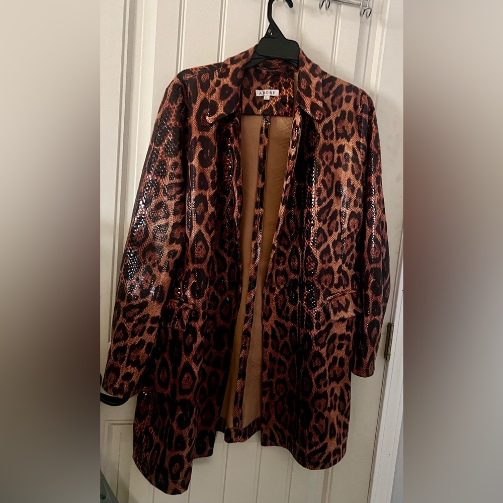 Adore coat leopard Print ,efffects snakeskin strech women size large - Picture 4 of 6